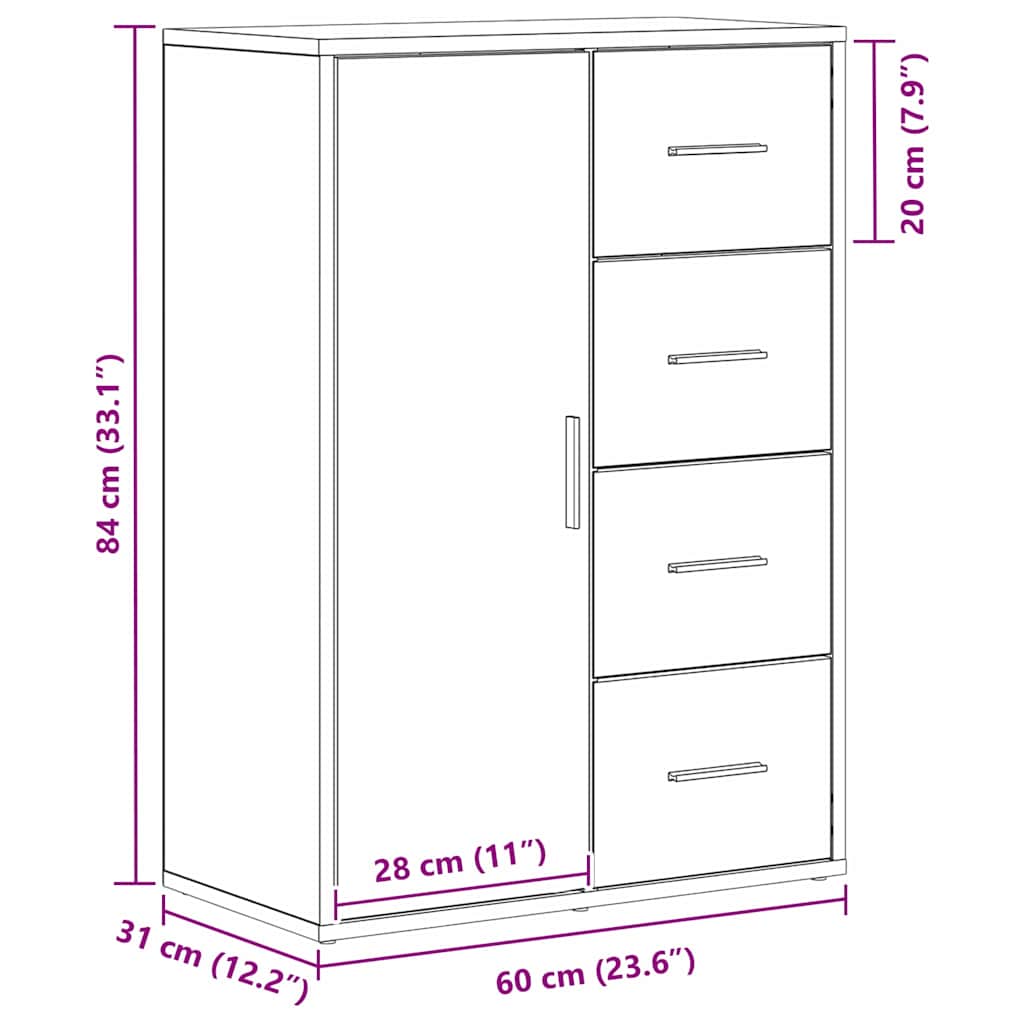 Aparador Roble artesanal 60 x 31 x 84 cm Madera de ingeniería