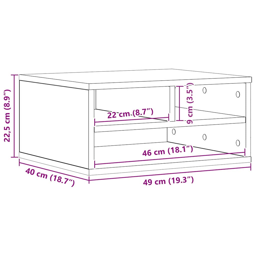 Soporte para Impresora Roble artesanal 49 x 40 x 22.5 cm
