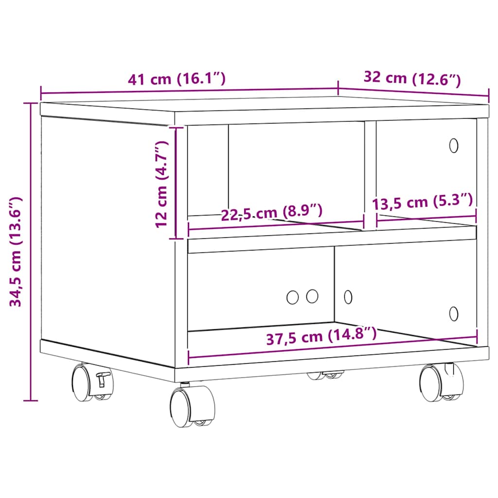 Soporte para Impresora Roble artesanal 41 x 32 x 34,5 cm