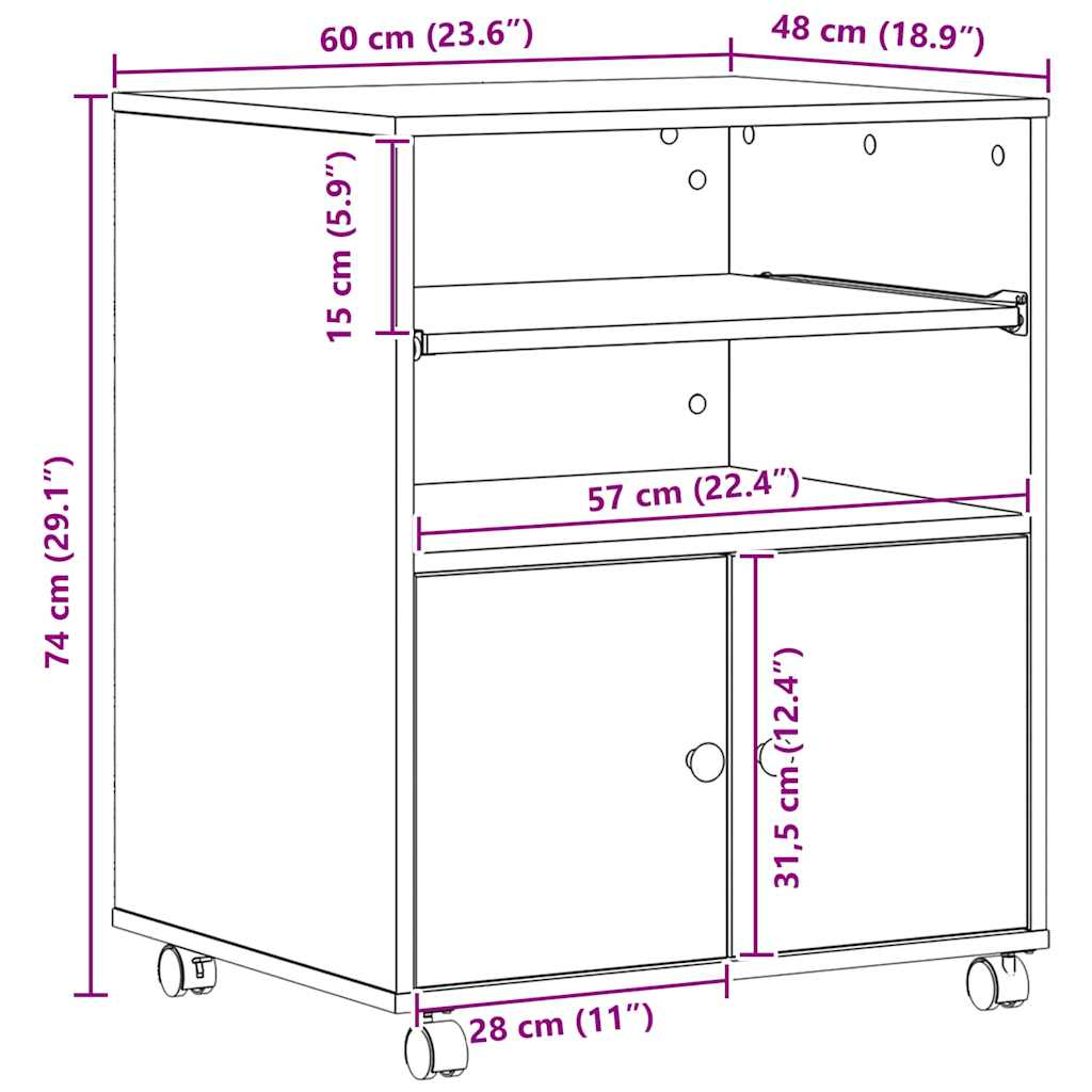 Soporte para Impresora Madera vieja 60 x 48 x 74 cm
