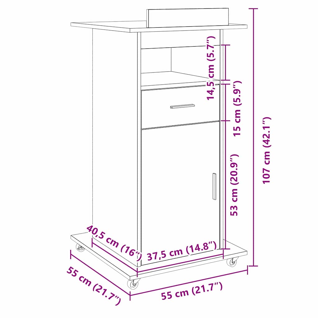 Podio Madera vieja 55 x 55 x 107 cm Madera de ingeniería