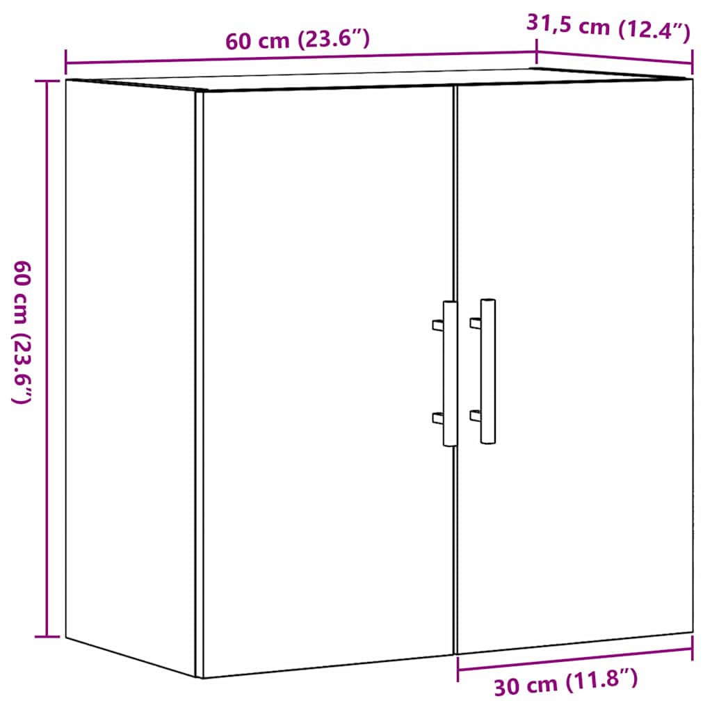 Armario de Pared Madera envejecida 60 x 31,5 x 60 cm