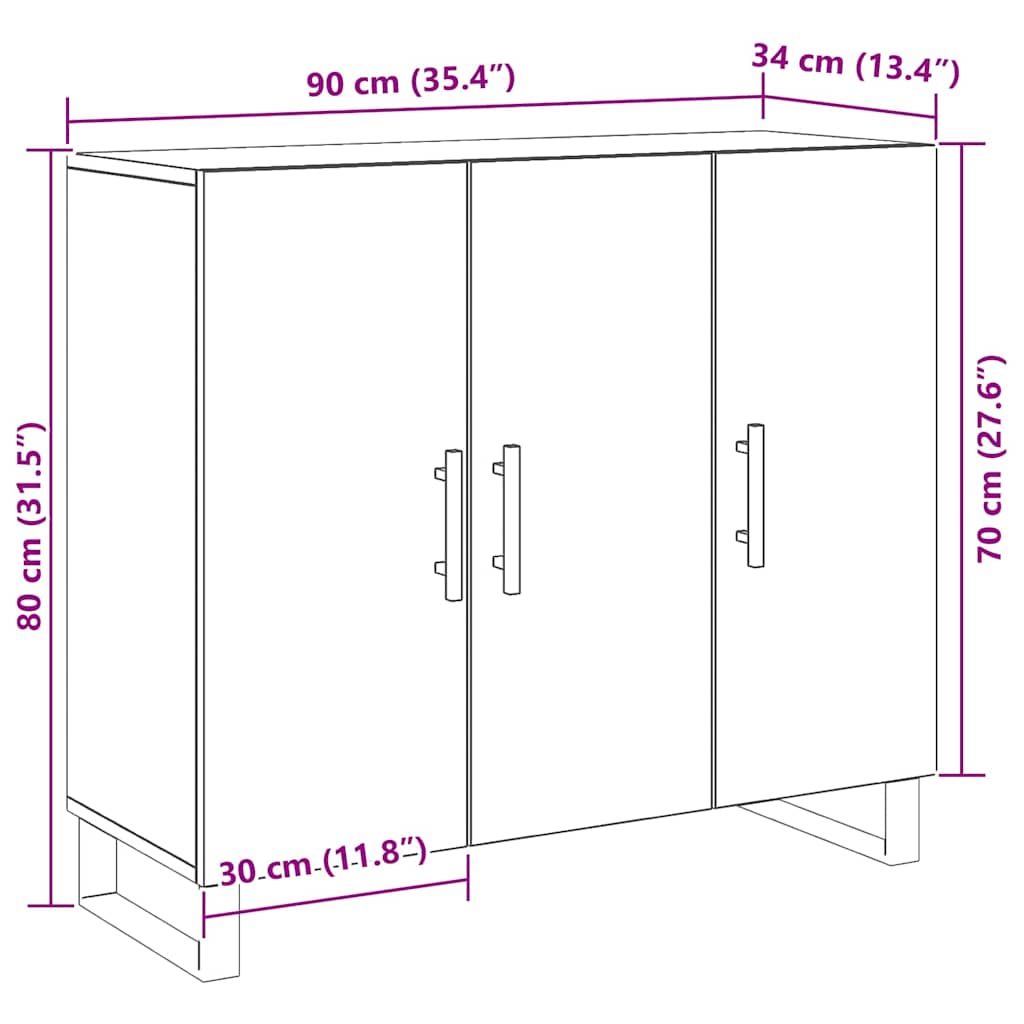 Aparador Madera vieja 90 x 34 x 80 cm Madera de ingeniería