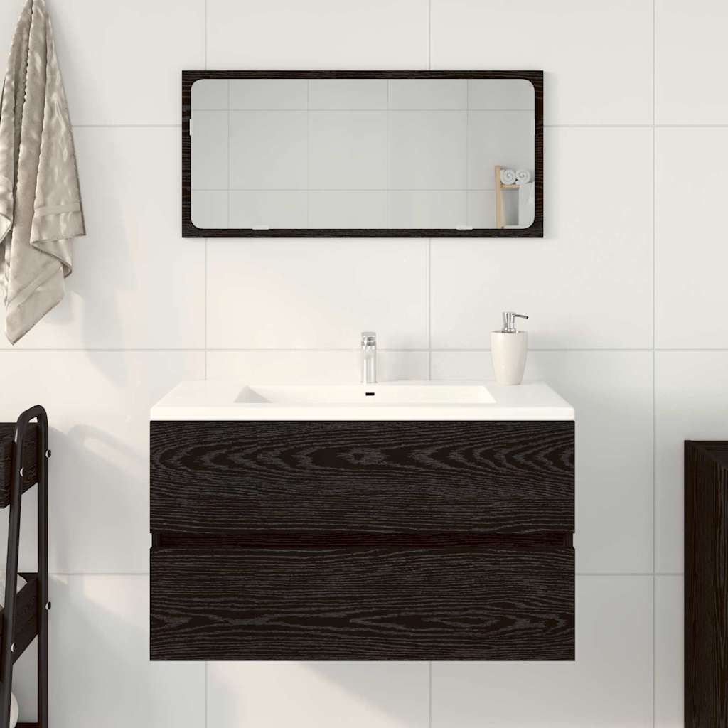 Juego de muebles de baño 2 pcs Roble Negro Madera contrachapada