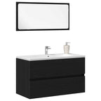 Juego de muebles de baño 2 pcs Roble Negro Madera contrachapada