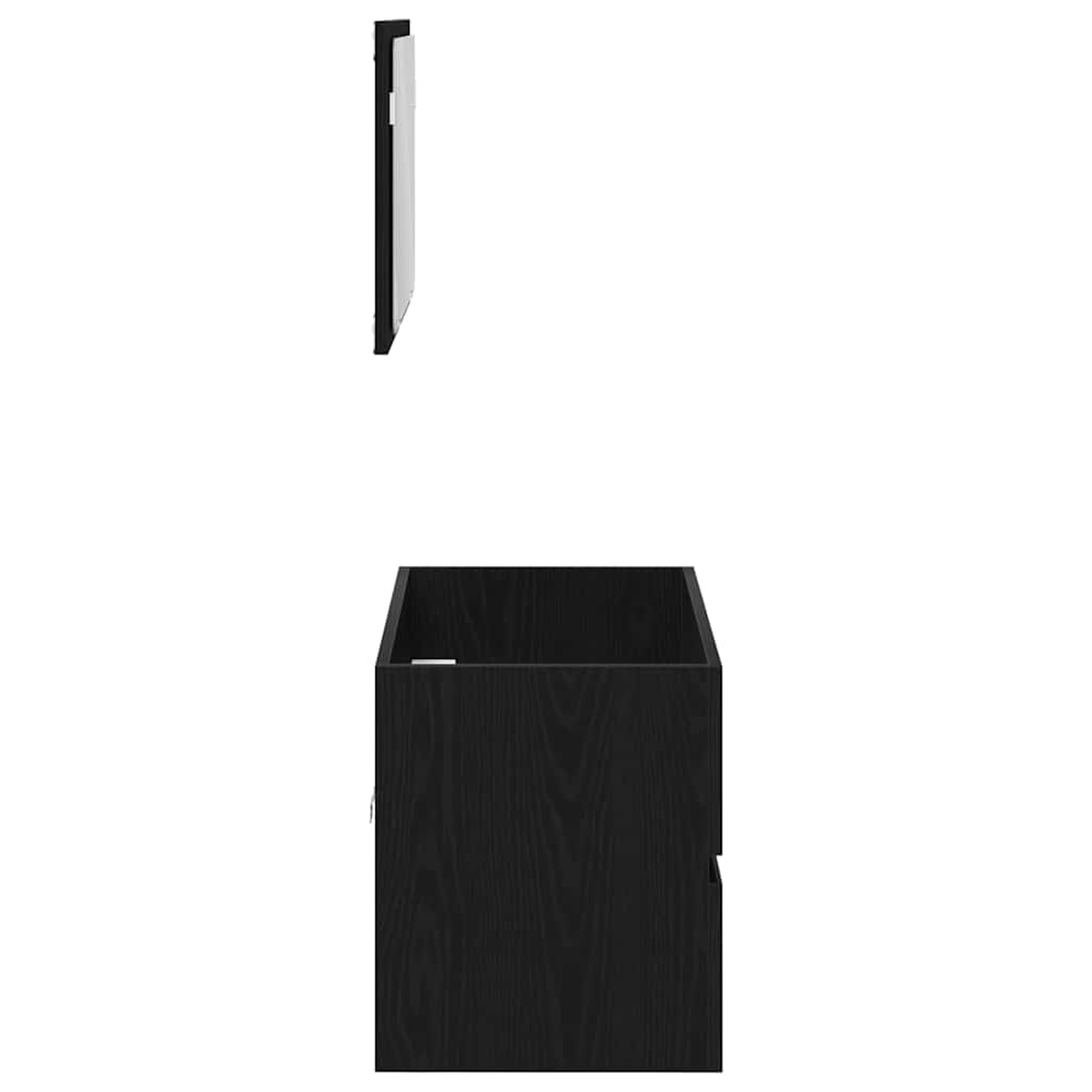 Juego de muebles de baño 2 pcs Roble Negro Madera contrachapada