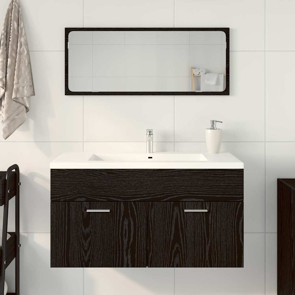 Juego de muebles de baño 2 pcs Roble Negro Madera contrachapada