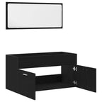 Juego de muebles de baño 2 pcs Roble Negro Madera contrachapada