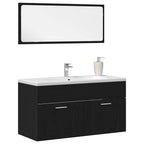 Juego de muebles de baño 2 pcs Roble Negro Madera contrachapada