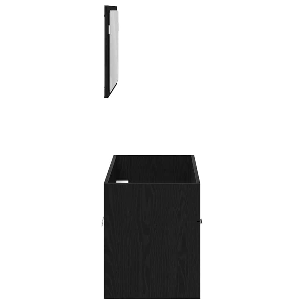 Juego de muebles de baño 2 pcs Roble Negro Madera contrachapada