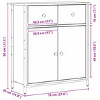 Aparador Roble Negro 70 x 30 x 80 cm Madera de ingeniería