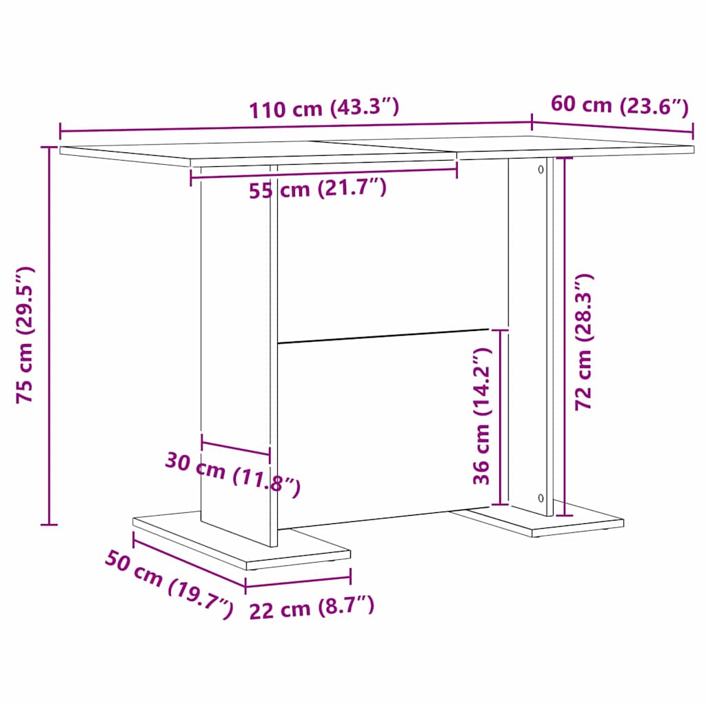 Mesa de Comedor 110 x 60 x 75 cm Madera de ingeniería