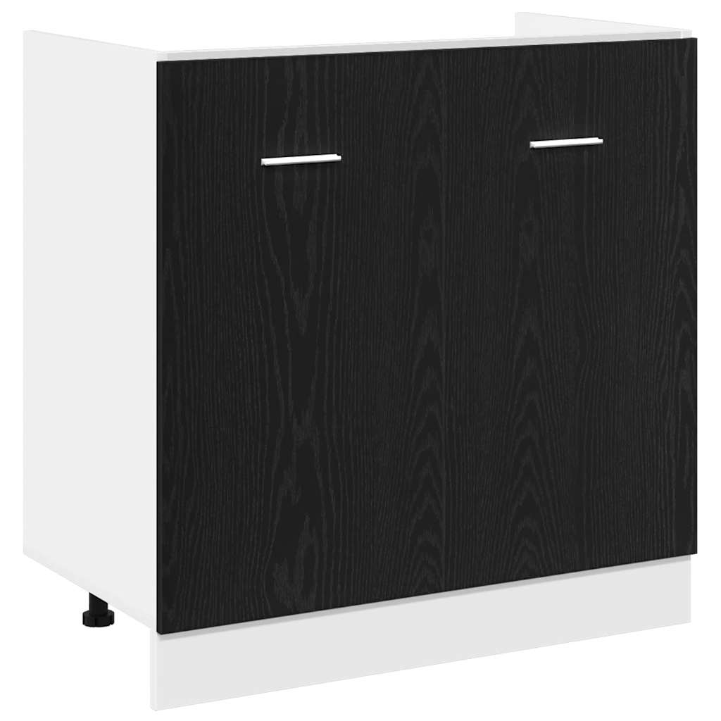 Mueble Bajo para Fregadero Roble Negro 80x46x81,5 cm Madera Ingenierizada