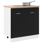 Mueble Bajo para Fregadero Roble Negro 80x46x81,5 cm Madera Ingenierizada