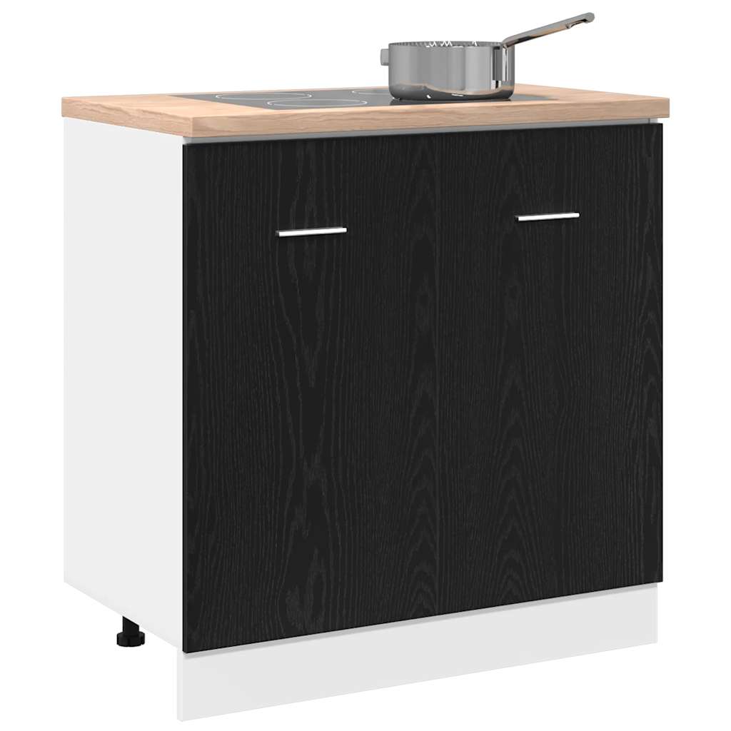 Mueble Bajo para Fregadero Roble Negro 80x46x81,5 cm Madera Ingenierizada