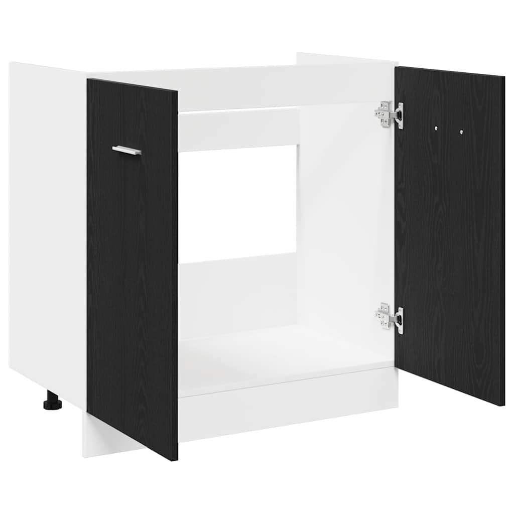 Mueble Bajo para Fregadero Roble Negro 80x46x81,5 cm Madera Ingenierizada