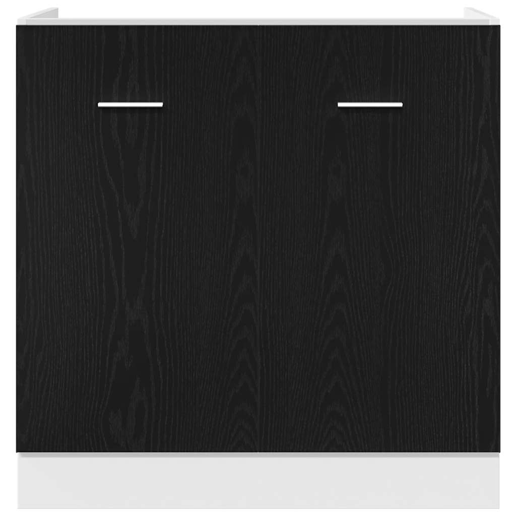 Mueble Bajo para Fregadero Roble Negro 80x46x81,5 cm Madera Ingenierizada