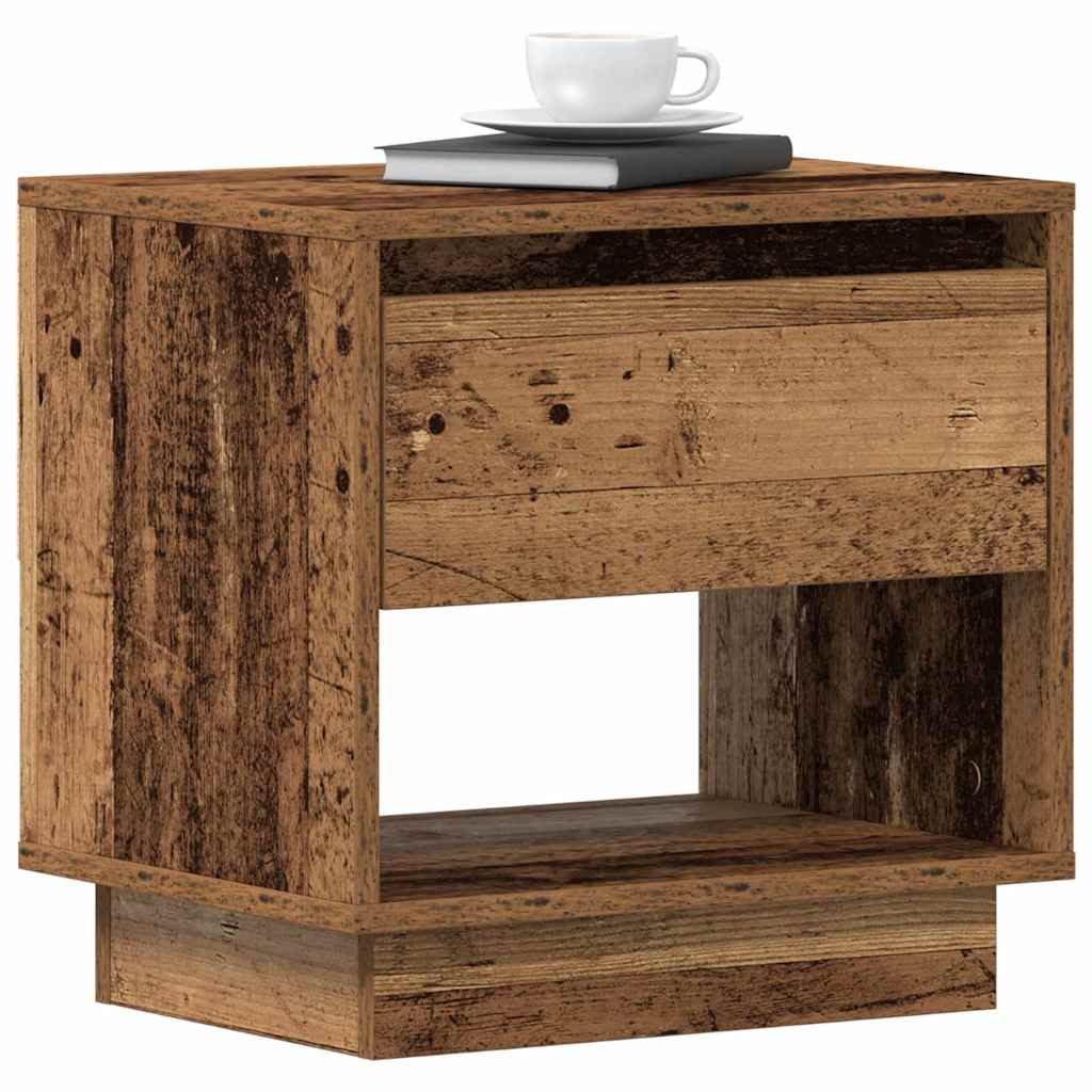 Mesita de Noche con cajón 2 pcs Madera vieja 45 x 34 x 44 cm