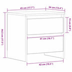 Armario de Noche 2 pcs Roble artesanal 45 x 34 x 44,5 cm