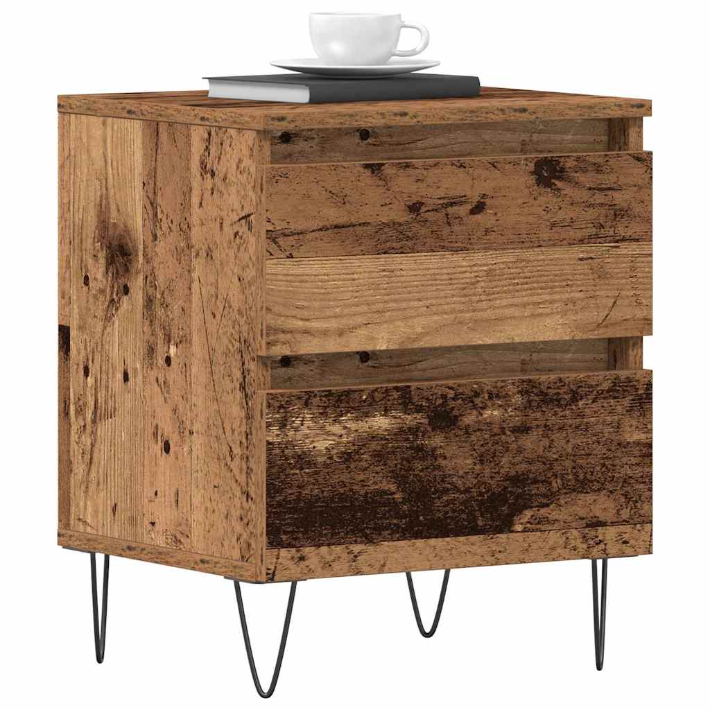Armario de Noche con cajón 2 pcs Madera vieja 40 x 35 x 50 cm