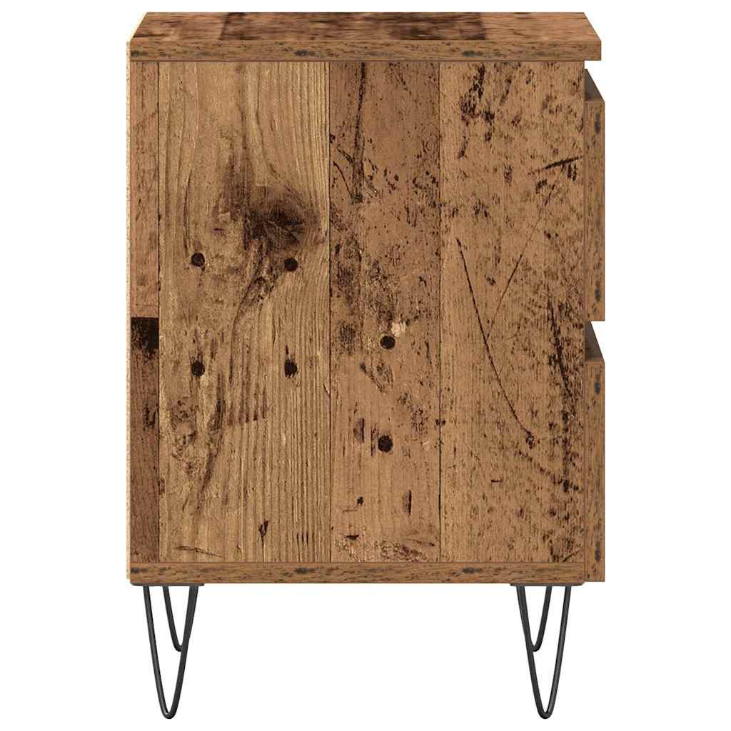 Armario de Noche con cajón 2 pcs Madera vieja 40 x 35 x 50 cm