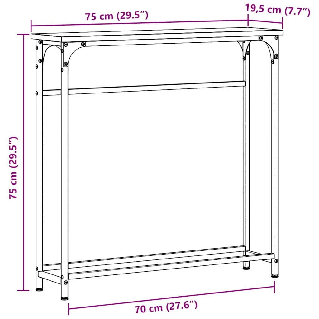 Mesa Consola con estante Madera vieja 75 x 19,5 x 75 cm