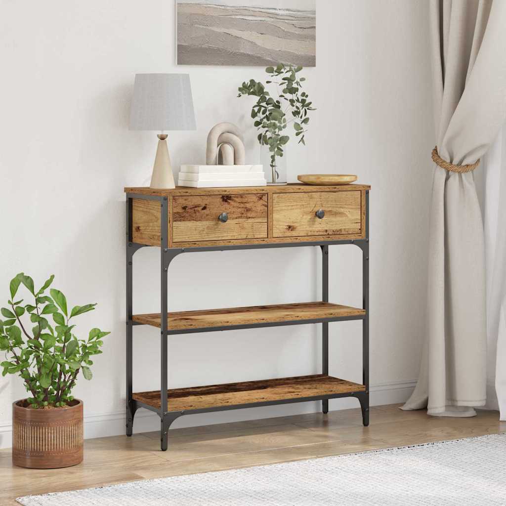 Old Wood Console Table with Drawer 72.5 x 25 x 75 cm