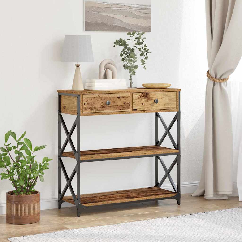 Console table with drawer Old wood 100 x 28 x 75 cm