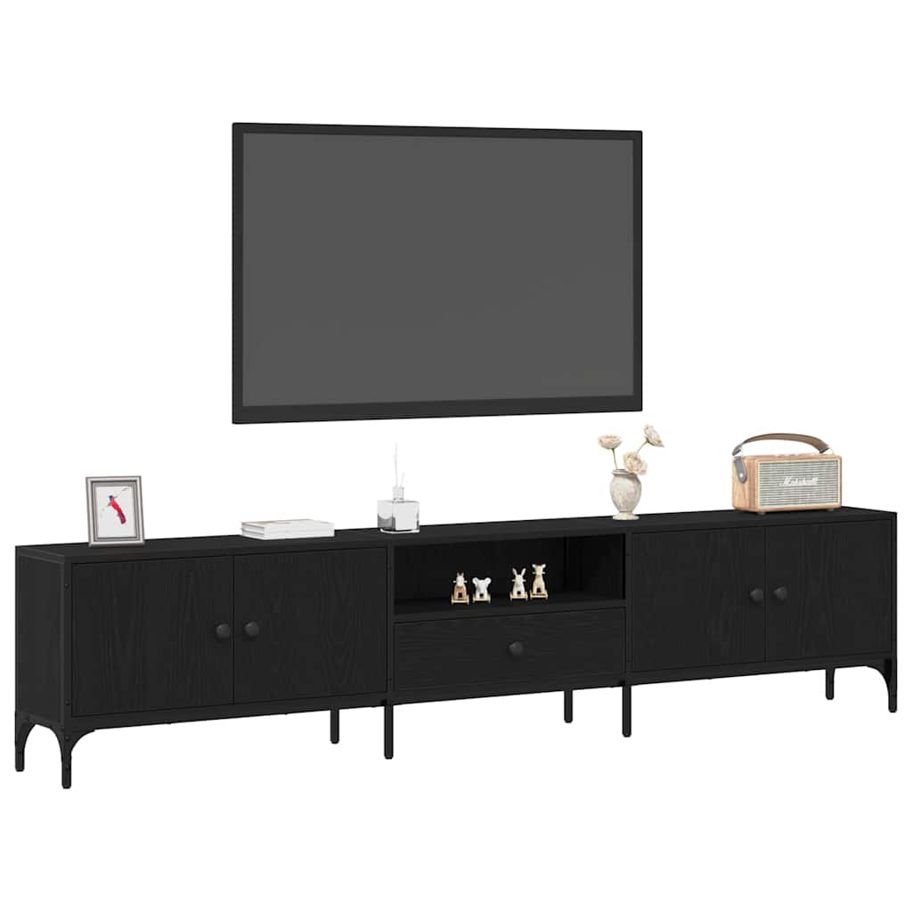 Mueble de TV Roble negro 200 x 25 x 44 cm Madera de ingeniería