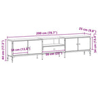Mueble de TV Roble negro 200 x 25 x 44 cm Madera de ingeniería