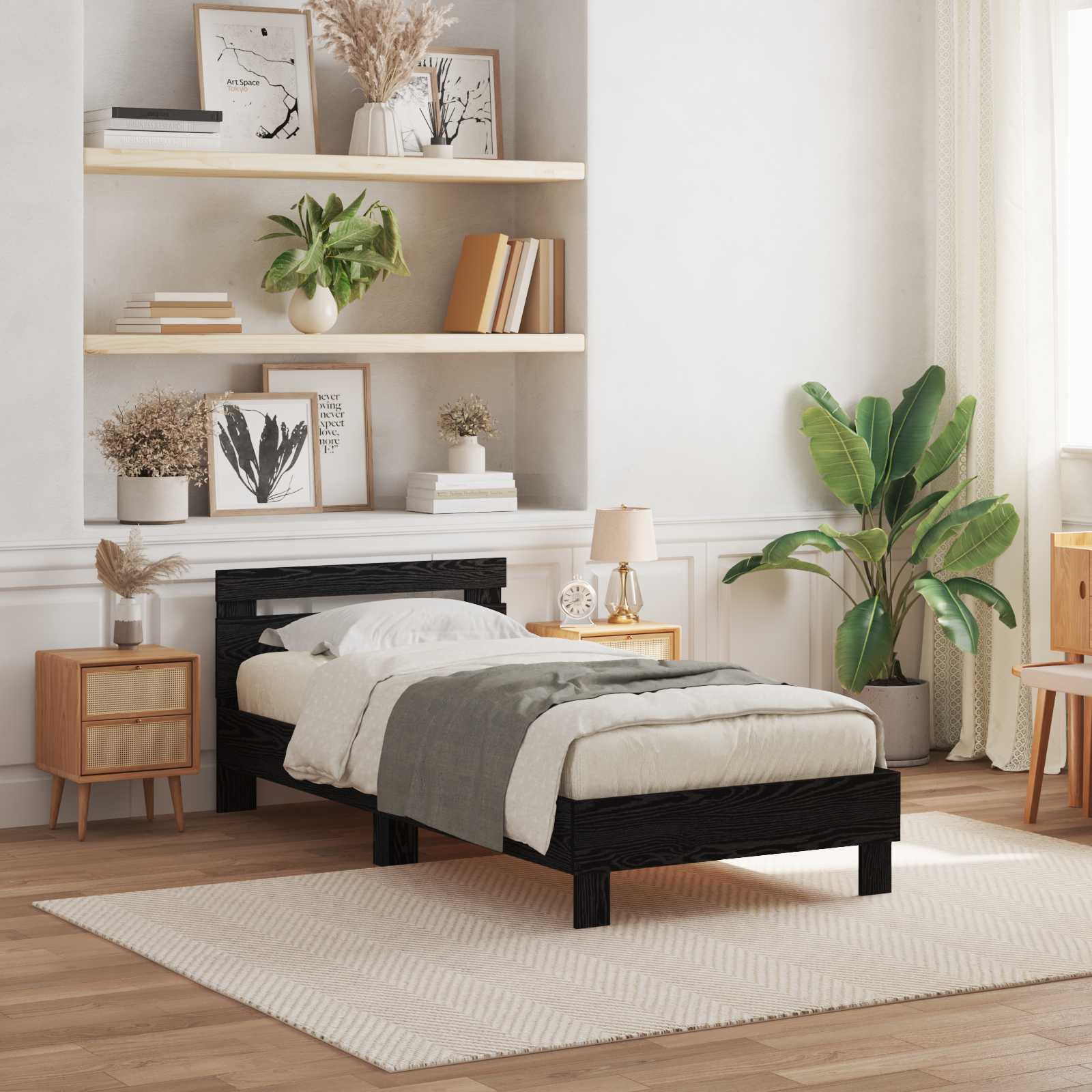 LED Bed Frame 137 x 190 cm Engineered Wood