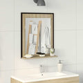 Espejo de baño con estante con espejo Negro 50 x 12 x 60 cm
