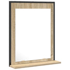 Espejo de baño con estante con espejo Negro 50 x 12 x 60 cm