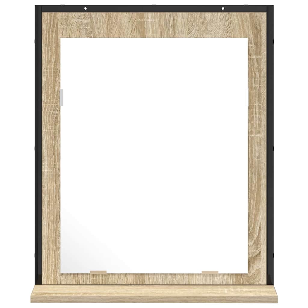 Espejo de baño con estante con espejo Negro 50 x 12 x 60 cm