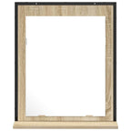 Espejo de baño con estante con espejo Negro 50 x 12 x 60 cm