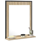 Espejo de baño con estante con espejo Negro 50 x 12 x 60 cm