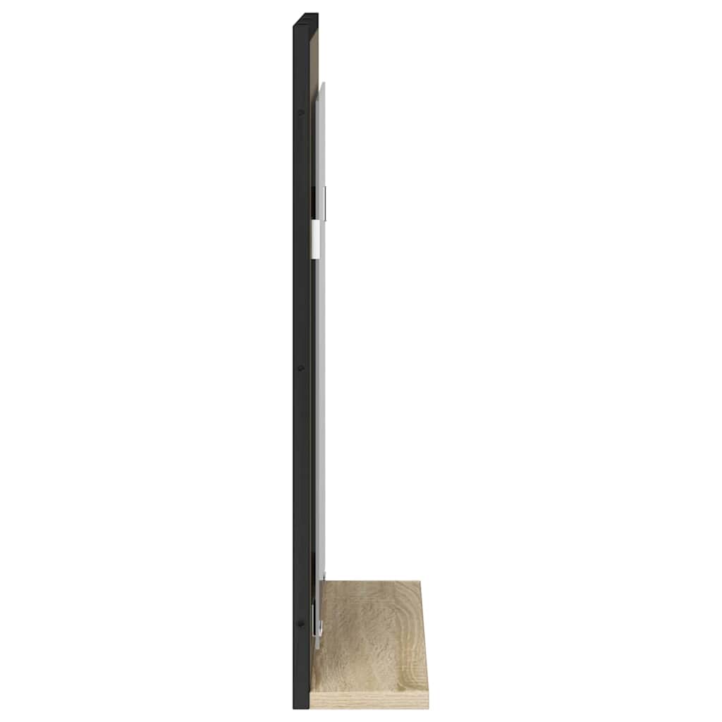 Espejo de baño con estante con espejo Negro 50 x 12 x 60 cm