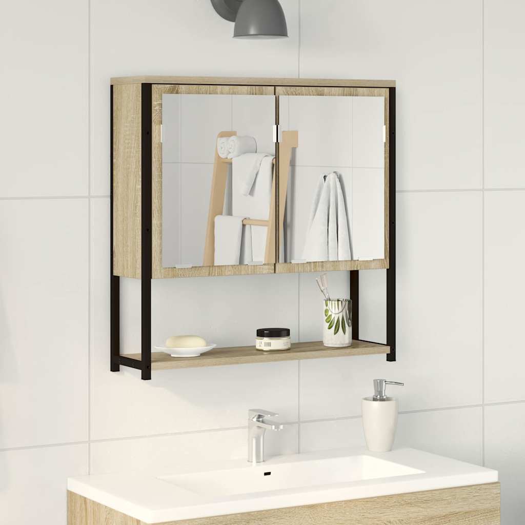 Espejo de baño con estante con espejo Beige 60 x 16 x 60 cm