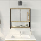 Espejo de baño con estante con espejo Beige 60 x 16 x 60 cm