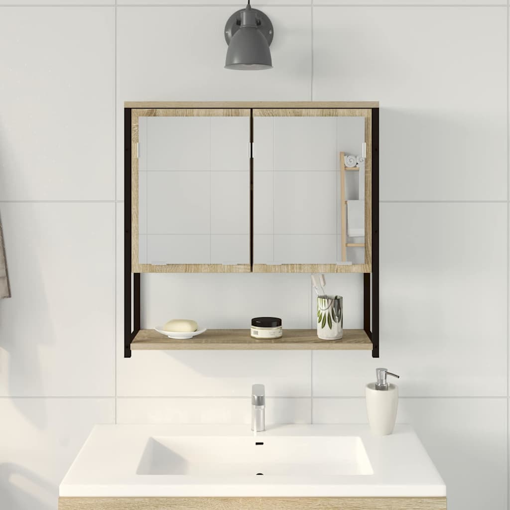 Espejo de baño con estante con espejo Beige 60 x 16 x 60 cm