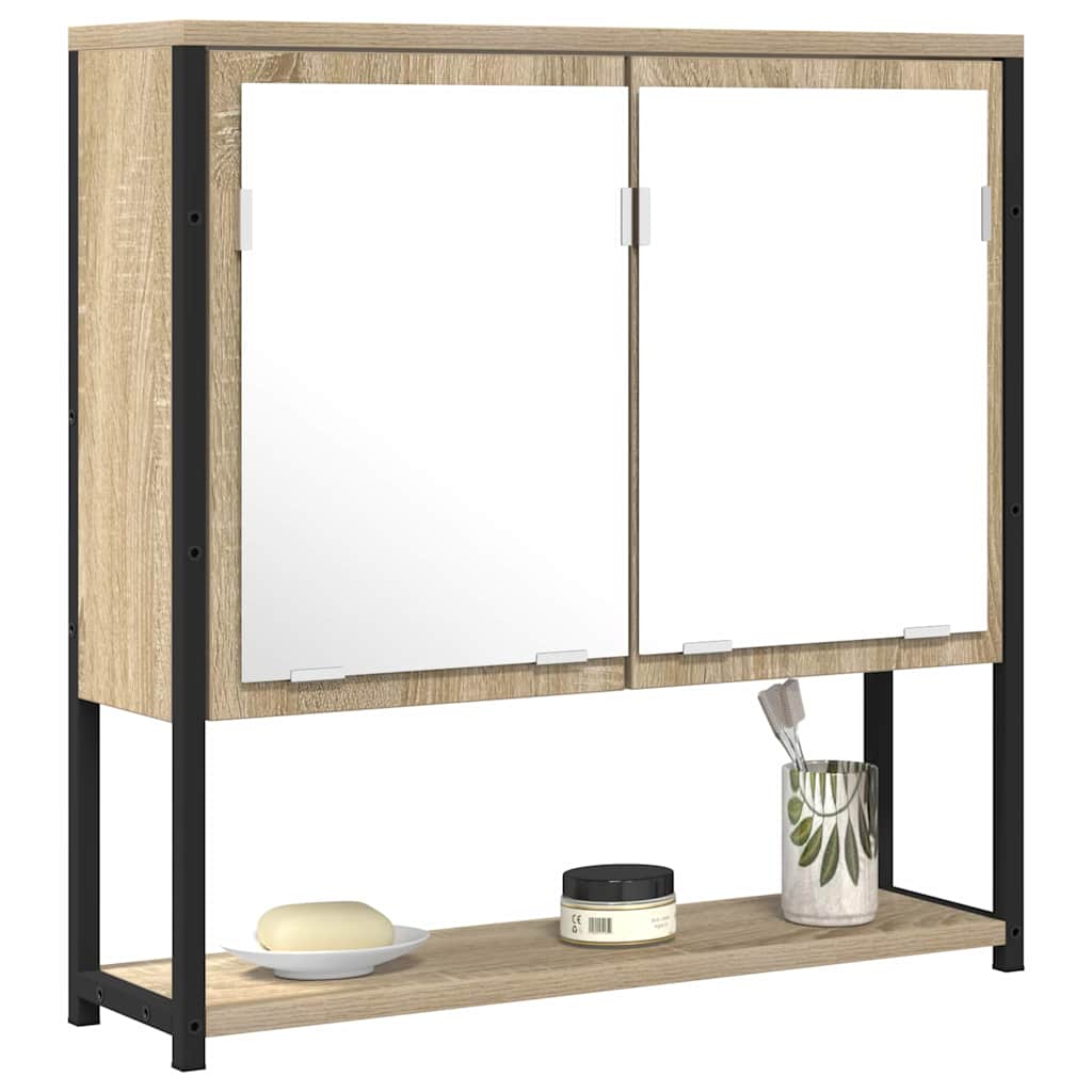 Espejo de baño con estante con espejo Beige 60 x 16 x 60 cm