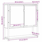 Espejo de baño con estante con espejo Beige 60 x 16 x 60 cm