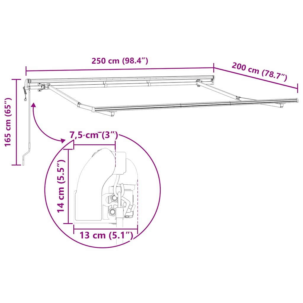 Estructura del Toldo 250 x 200 cm