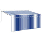 Toldo Retráctil Manual Azul y 300 x 200 cm Poliéster y Aluminio