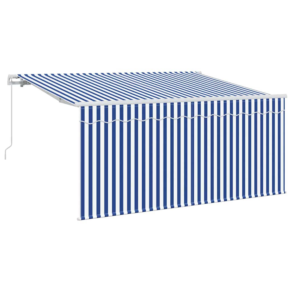 Toldo Retráctil Manual Azul y 300 x 200 cm Poliéster y Aluminio
