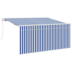 Toldo Retráctil Manual Azul y 300 x 200 cm Poliéster y Aluminio