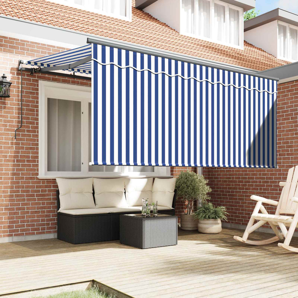 Toldo Retráctil Manual Azul y 300 x 200 cm Poliéster y Aluminio