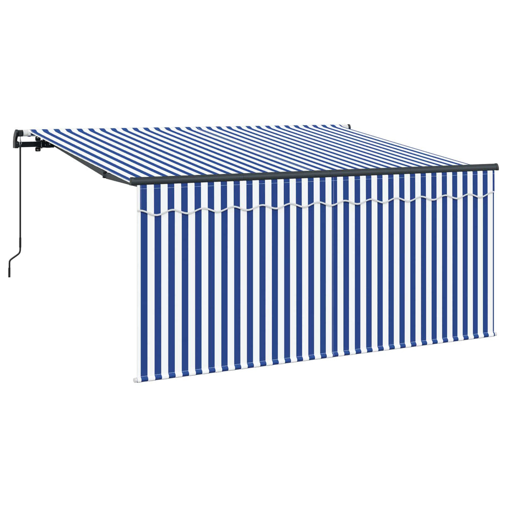 Toldo Retráctil Manual Azul y 300 x 200 cm Poliéster y Aluminio