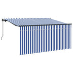 Toldo Retráctil Manual Azul y 300 x 200 cm Poliéster y Aluminio