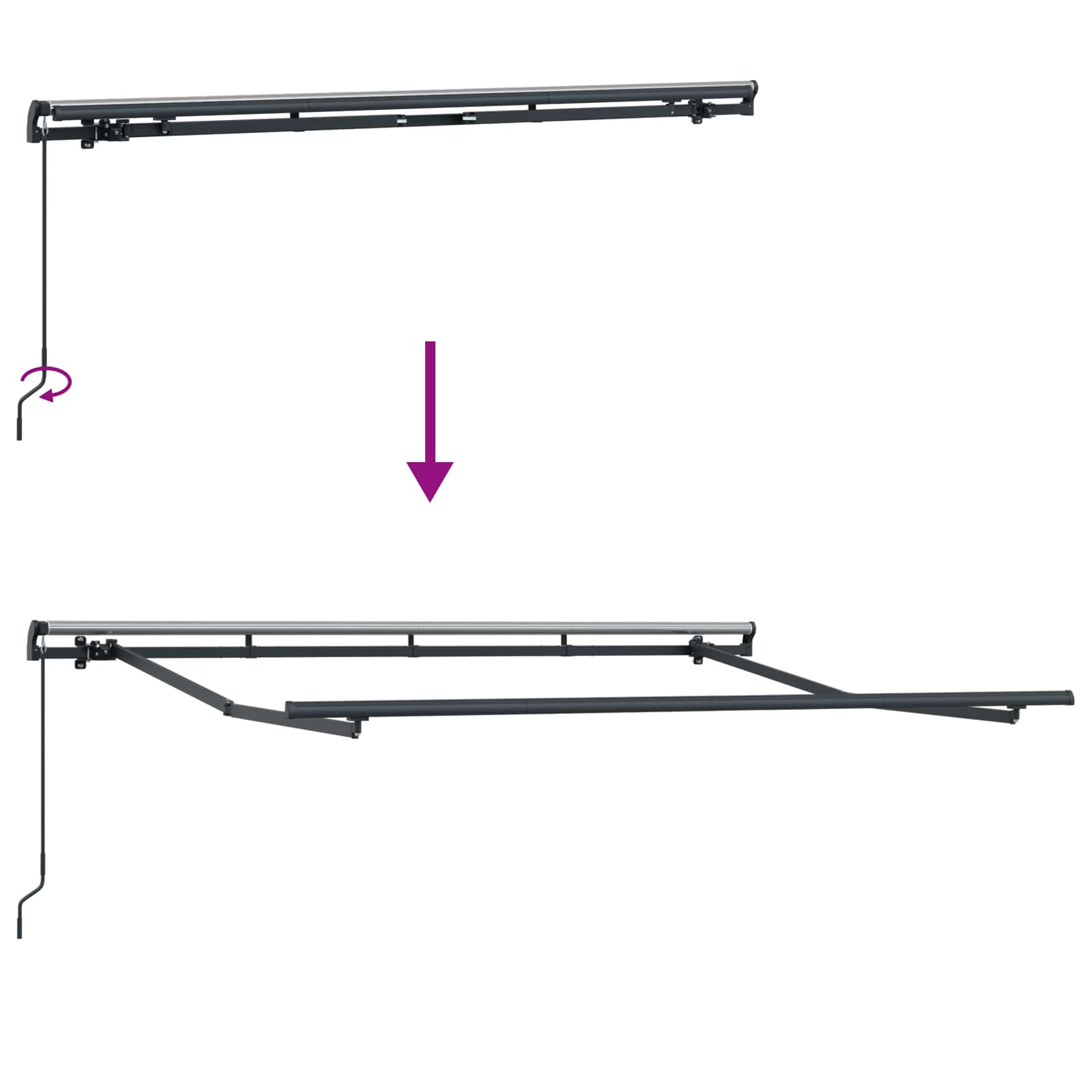 Toldo Retráctil Manual Azul y 300 x 200 cm Poliéster y Aluminio